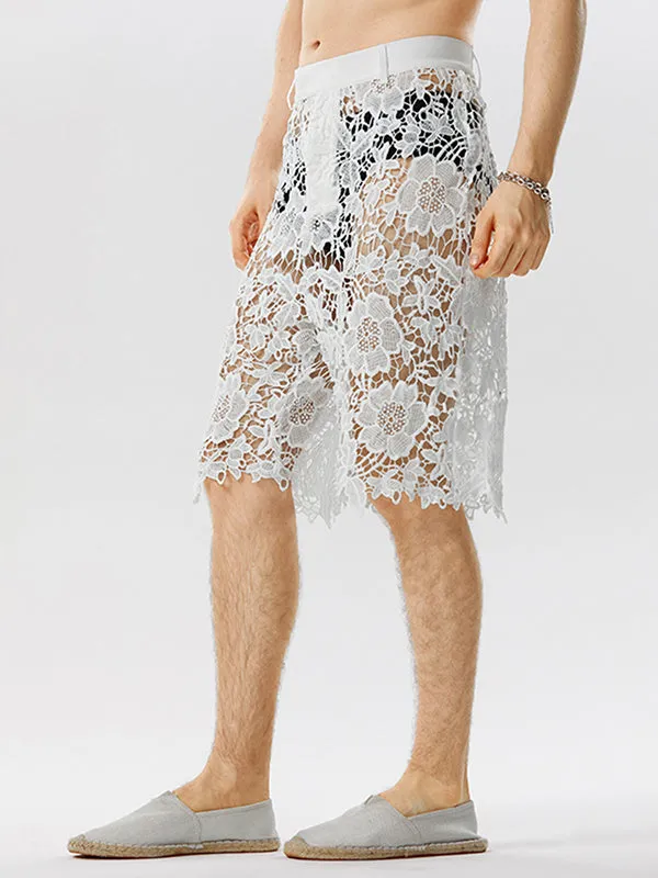 Mens Flora Lace See Through Shorts SKUK13164