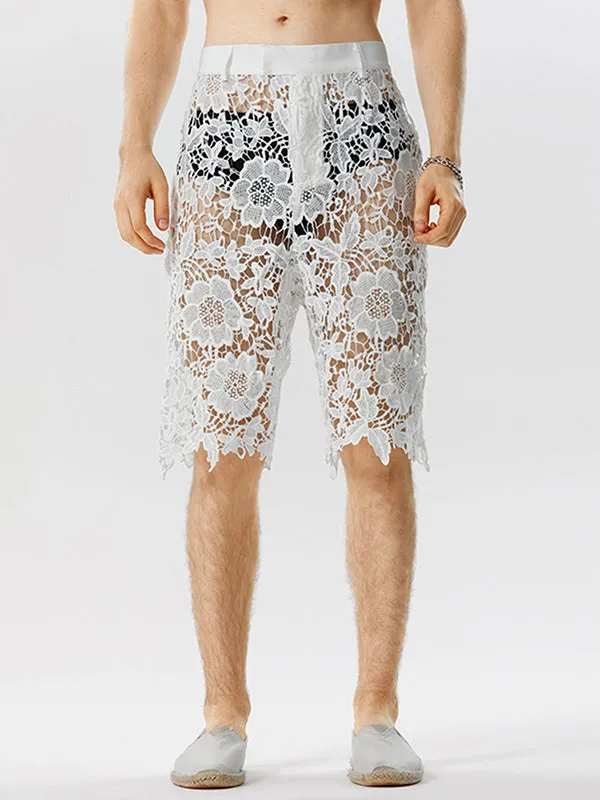 Mens Flora Lace See Through Shorts SKUK13164