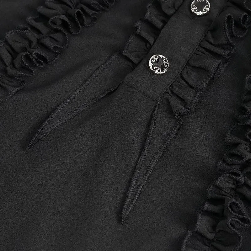 Men's Gothic Puff Sleeved Ruffled Shirt Black