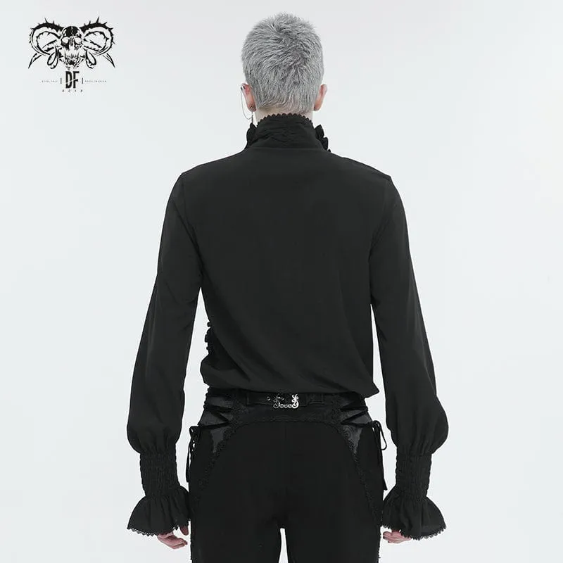 Men's Gothic Puff Sleeved Ruffled Shirt Black