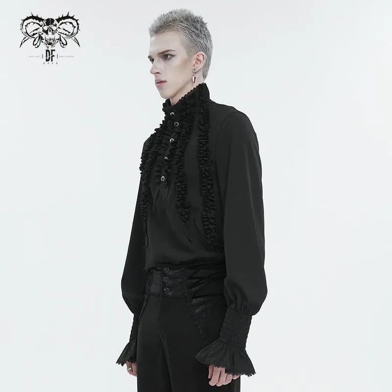 Men's Gothic Puff Sleeved Ruffled Shirt Black