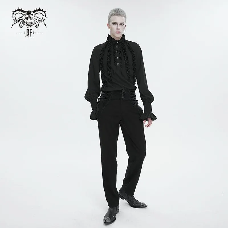 Men's Gothic Puff Sleeved Ruffled Shirt Black