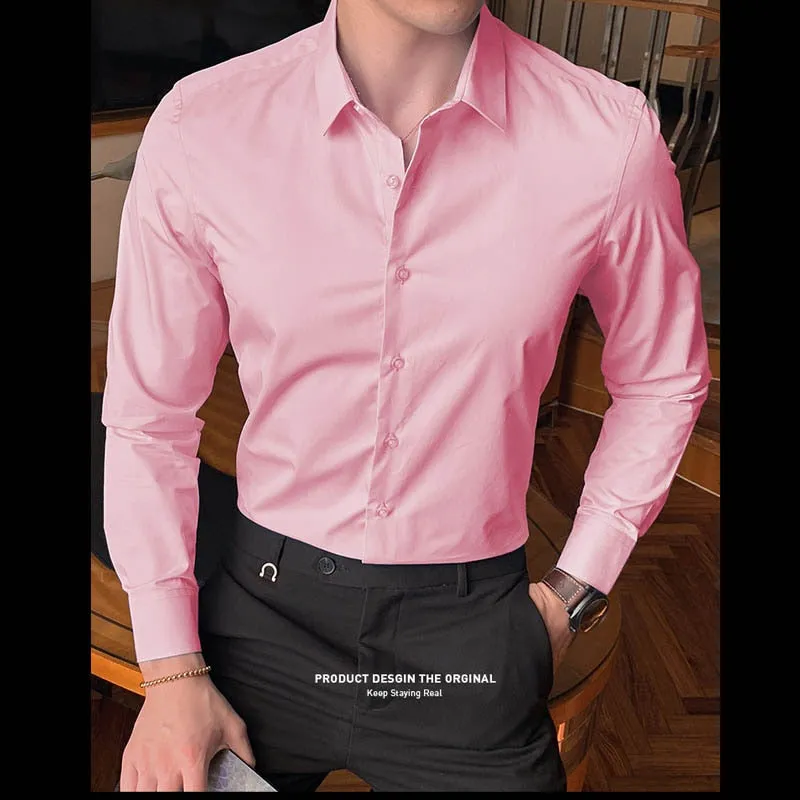 Men's Long Sleeve Solid Slim Fit Dress Shirt