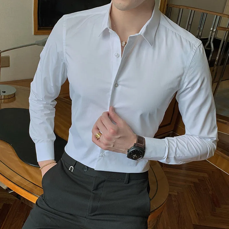 Men's Long Sleeve Solid Slim Fit Dress Shirt