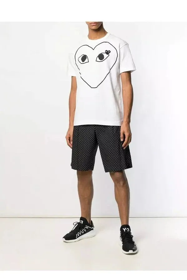 Men's Play T-shirt with Big Black Heart Outline