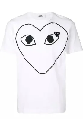 Men's Play T-shirt with Big Black Heart Outline