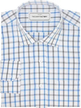 Men's Premium Cotton Twill Check Shirt - Blue Checks (1305)