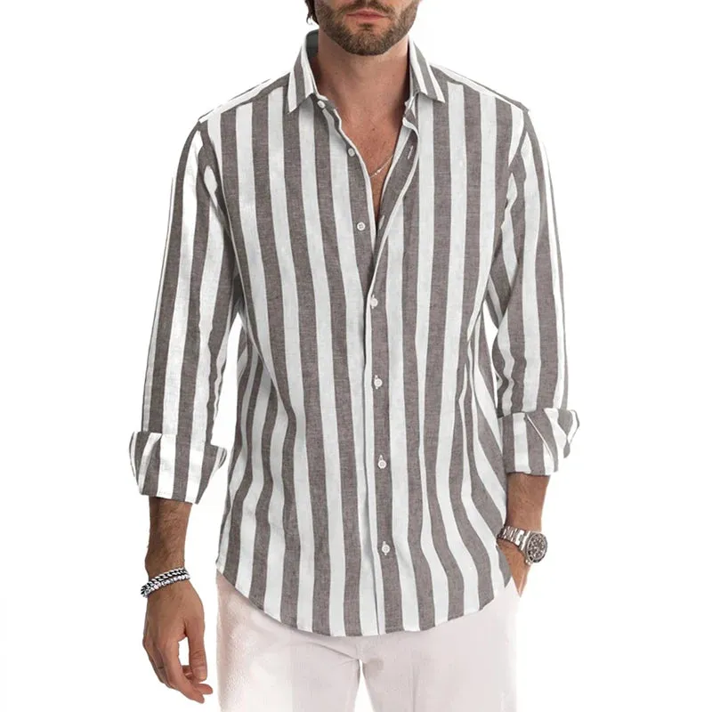 Men's Striped Button Long Sleeve Shirt