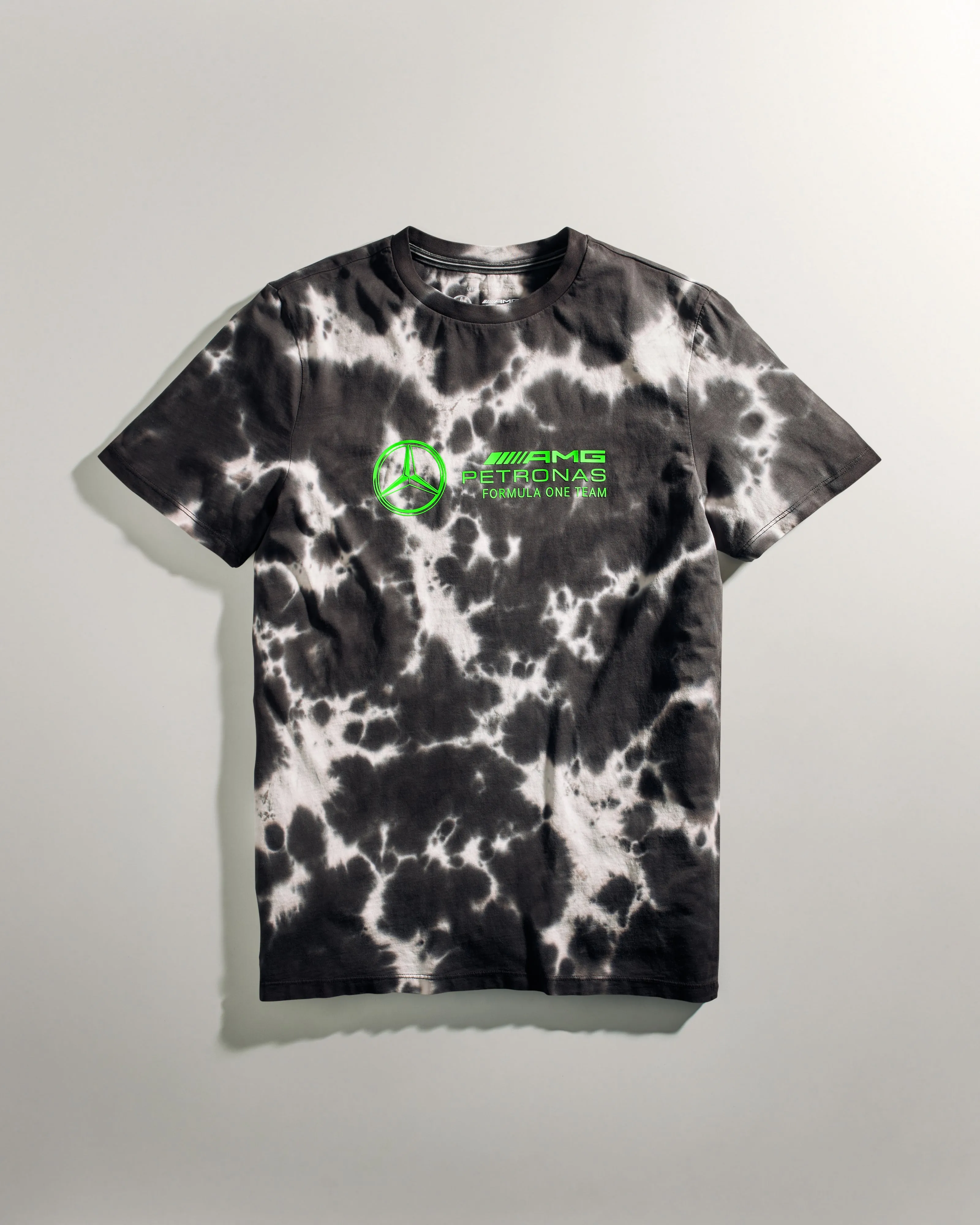 Mens Tie Dye Tee Grey/Volt Green