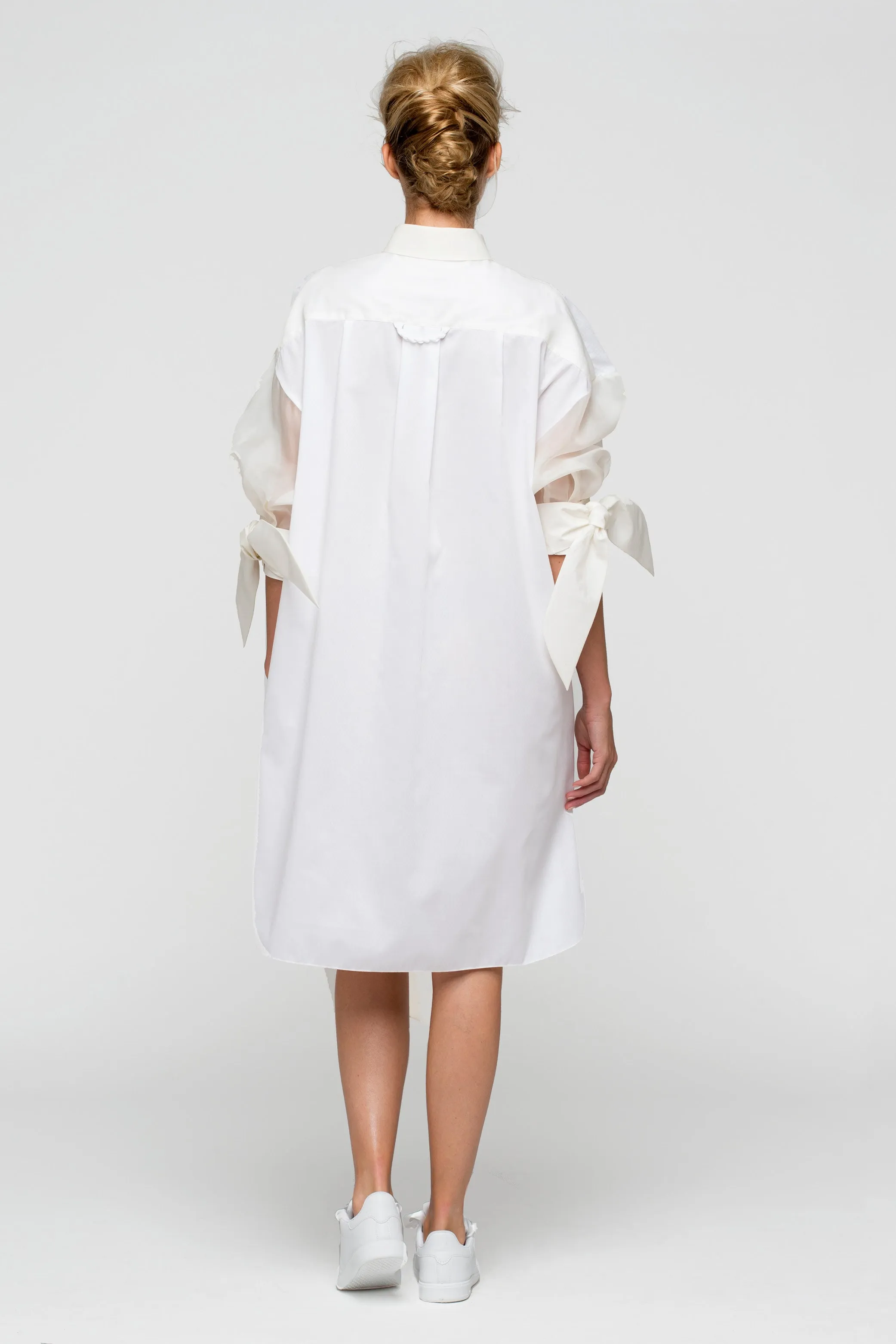 METEOR white - cotton and silk tunic shirt