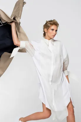 METEOR white - cotton and silk tunic shirt