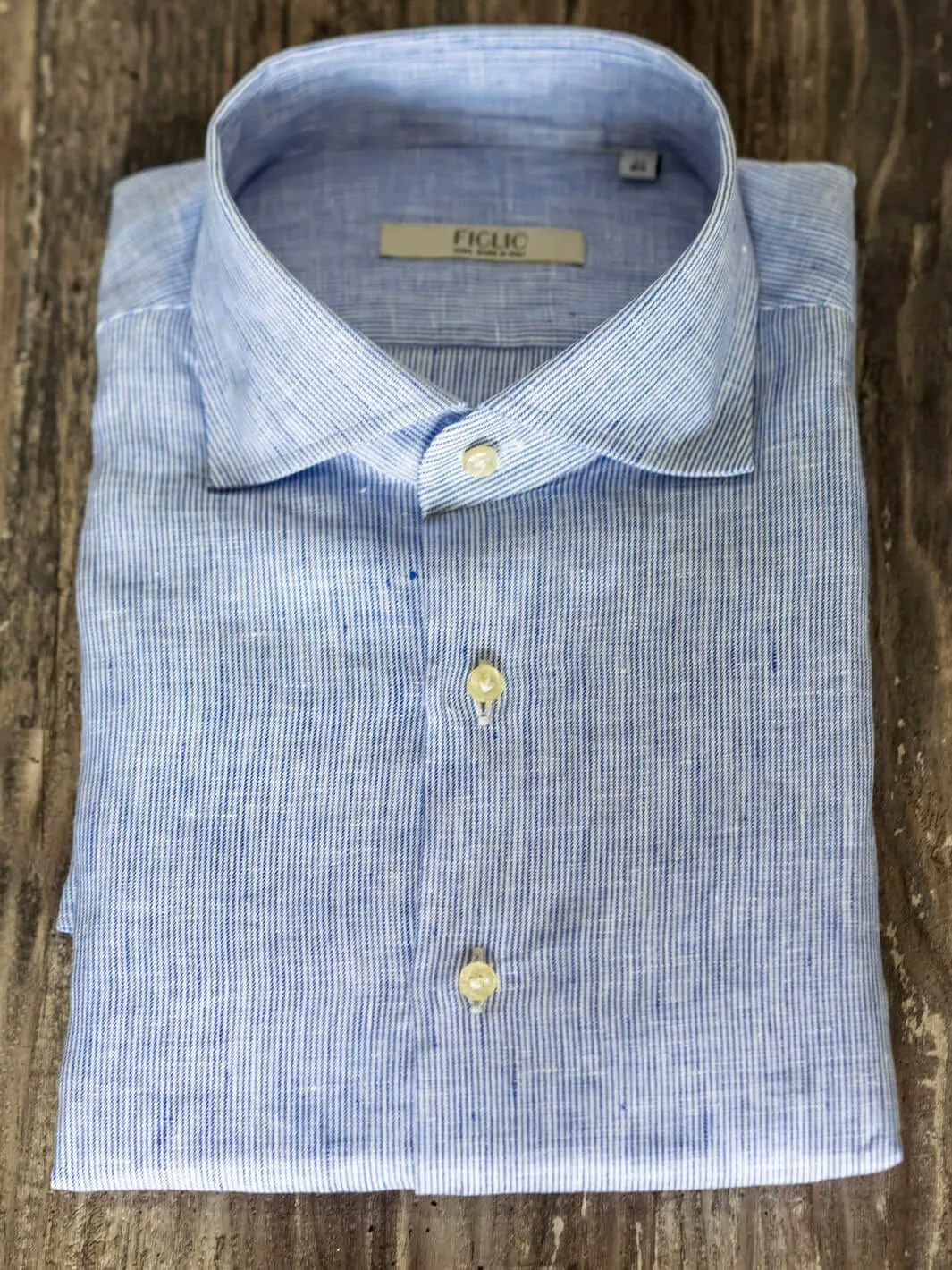 Mille Striped Linen Dress Shirt - Blue