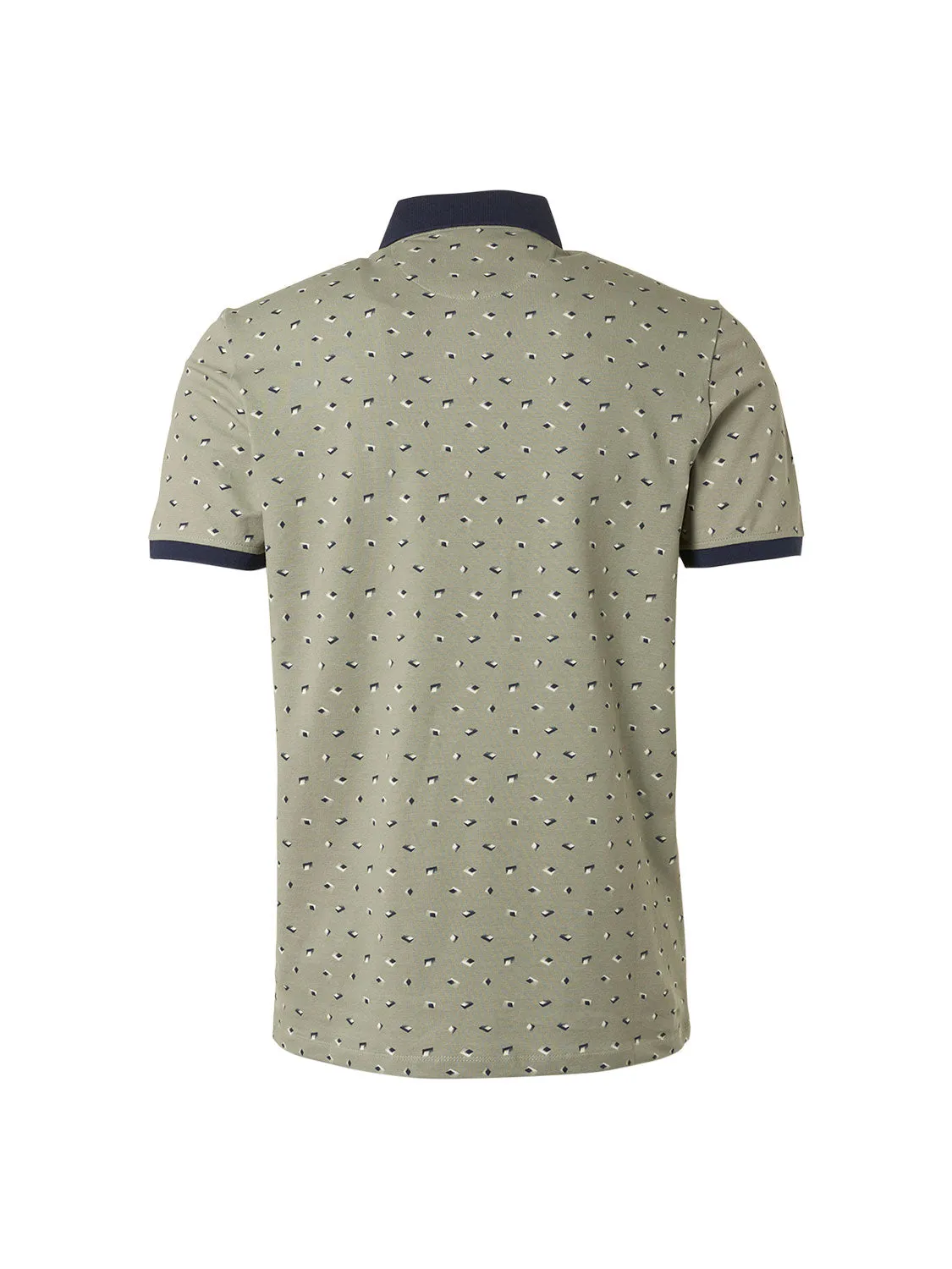 No Excess - Allover Printed Pique Polo -Night or Smoke Green