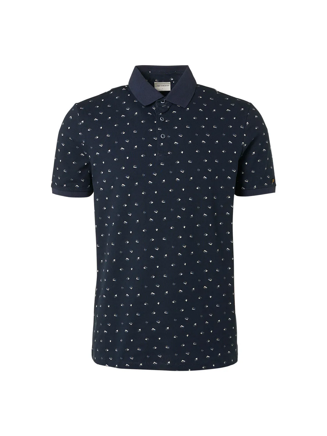 No Excess - Allover Printed Pique Polo -Night or Smoke Green