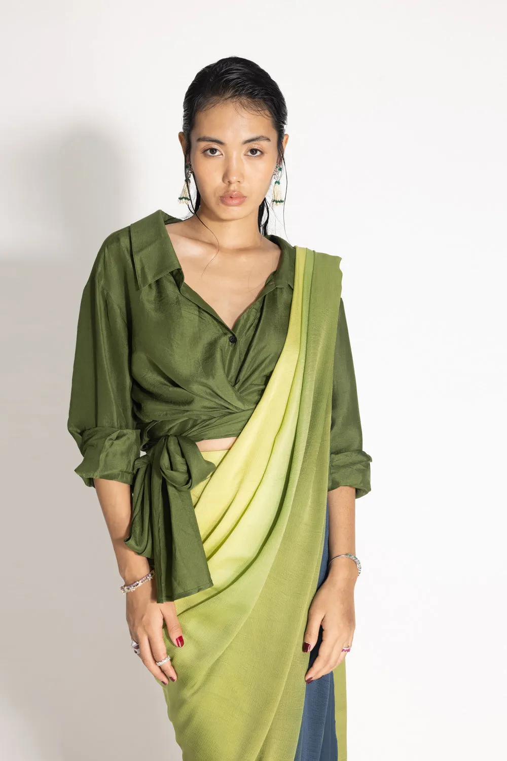 Ombré Highleg Sari with Kim Shirt