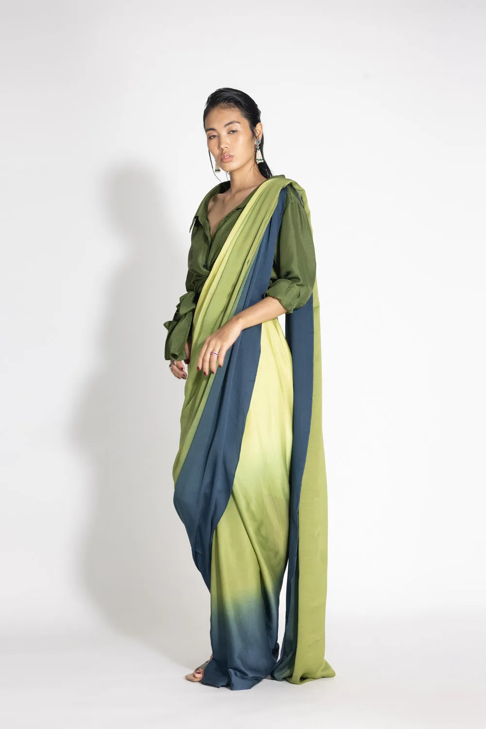 Ombré Highleg Sari with Kim Shirt