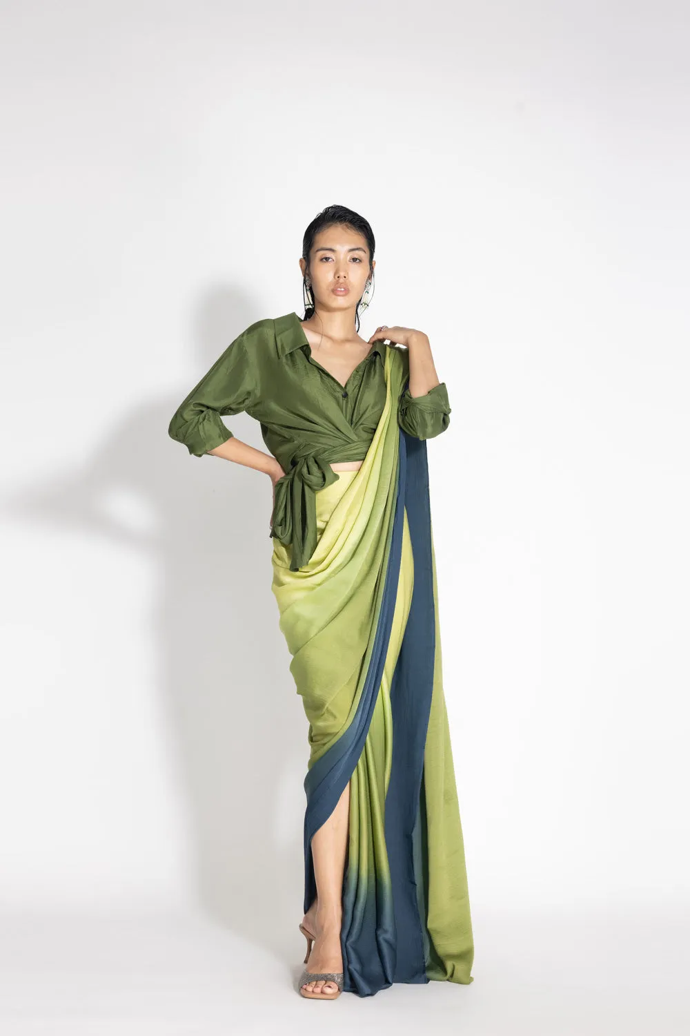 Ombré Highleg Sari with Kim Shirt