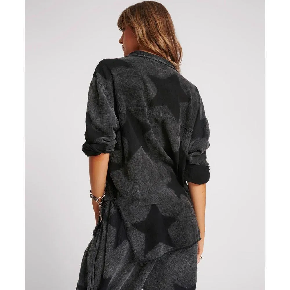 One Teaspoon Black Star Muslin Longline Shirt