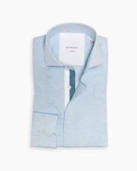 Pale Blue Cotton-Linen Twin Trim Shirt