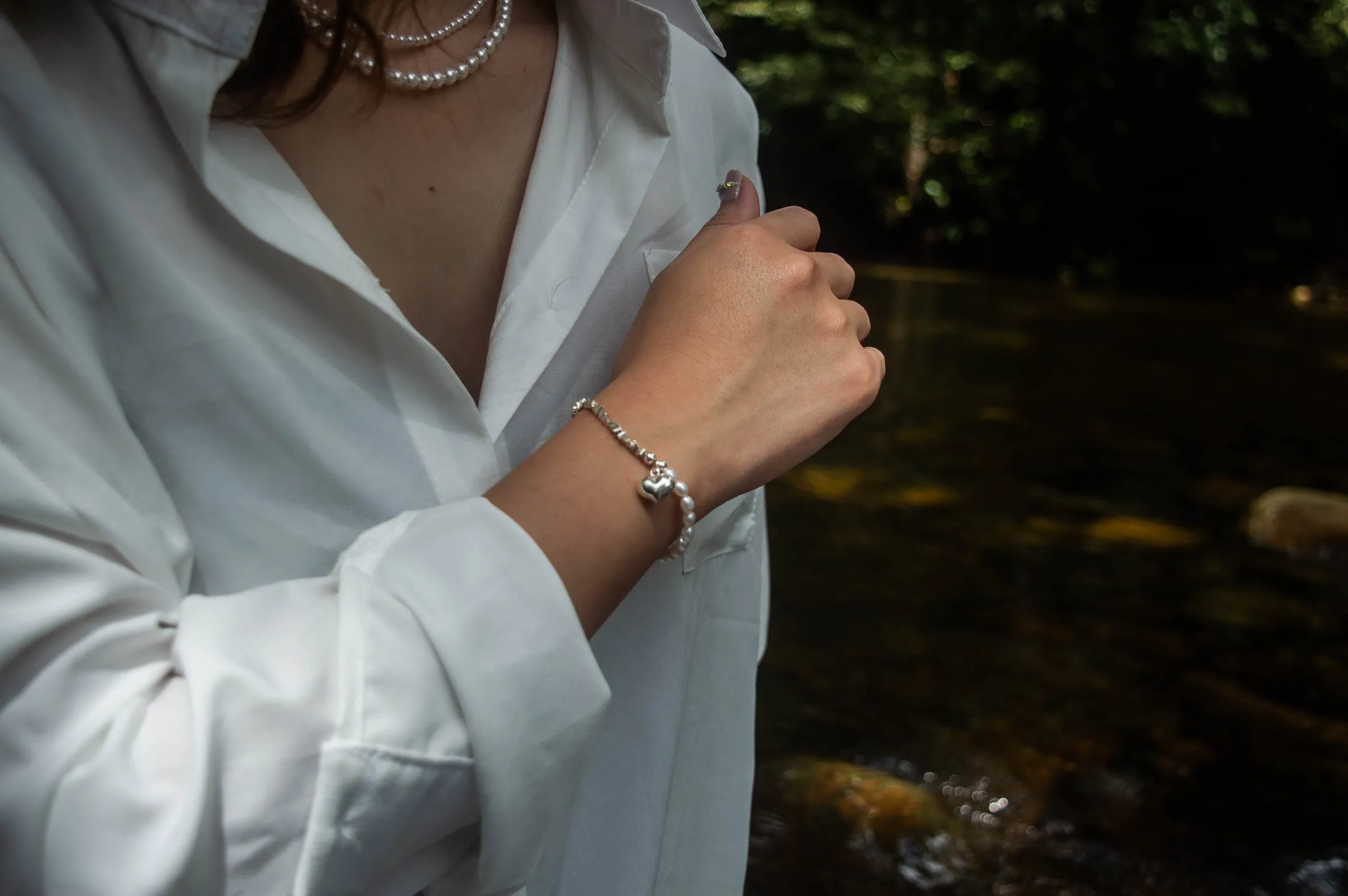 Pearl & Asymmetrical Cut Bracelet