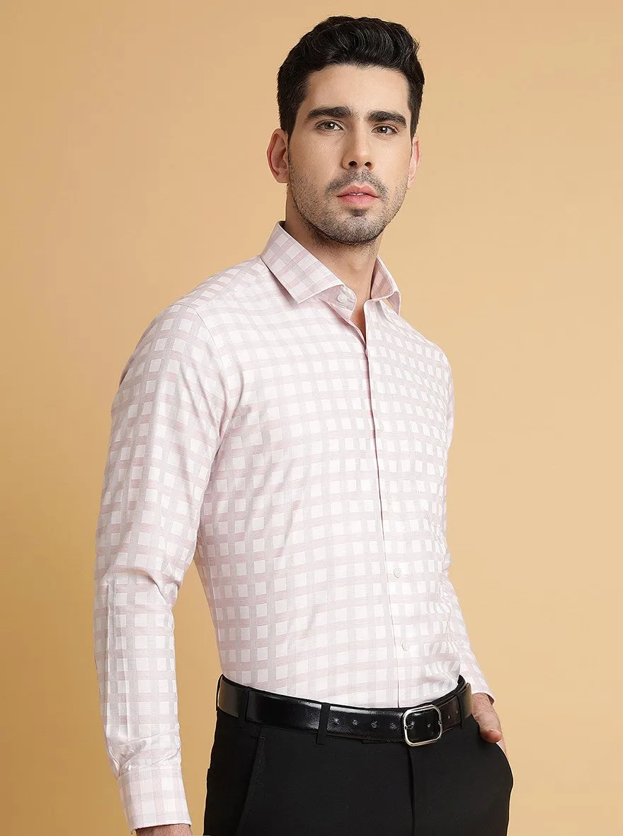 Pink Checked Slim Fit Formal Shirt | Greenfibre