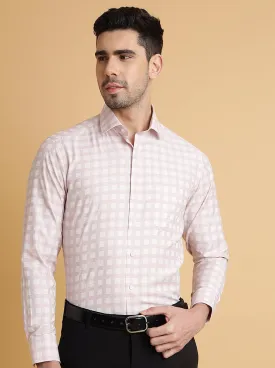 Pink Checked Slim Fit Formal Shirt | Greenfibre