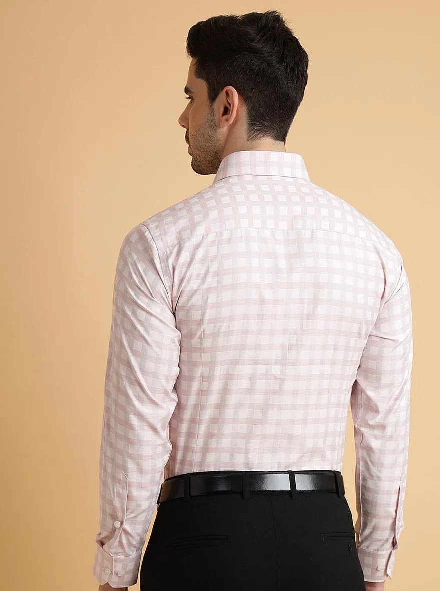 Pink Checked Slim Fit Formal Shirt | Greenfibre