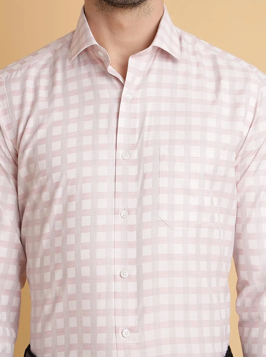 Pink Checked Slim Fit Formal Shirt | Greenfibre