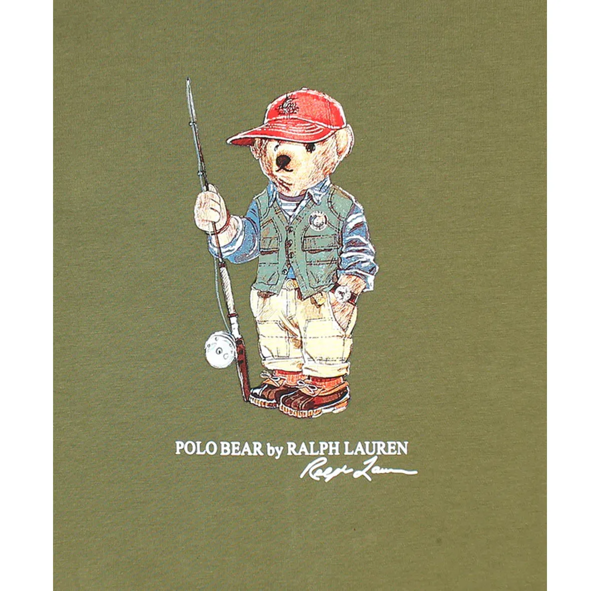 PL - Kids 'Olive Green' Polo Bear Printed T-Shirt PL785