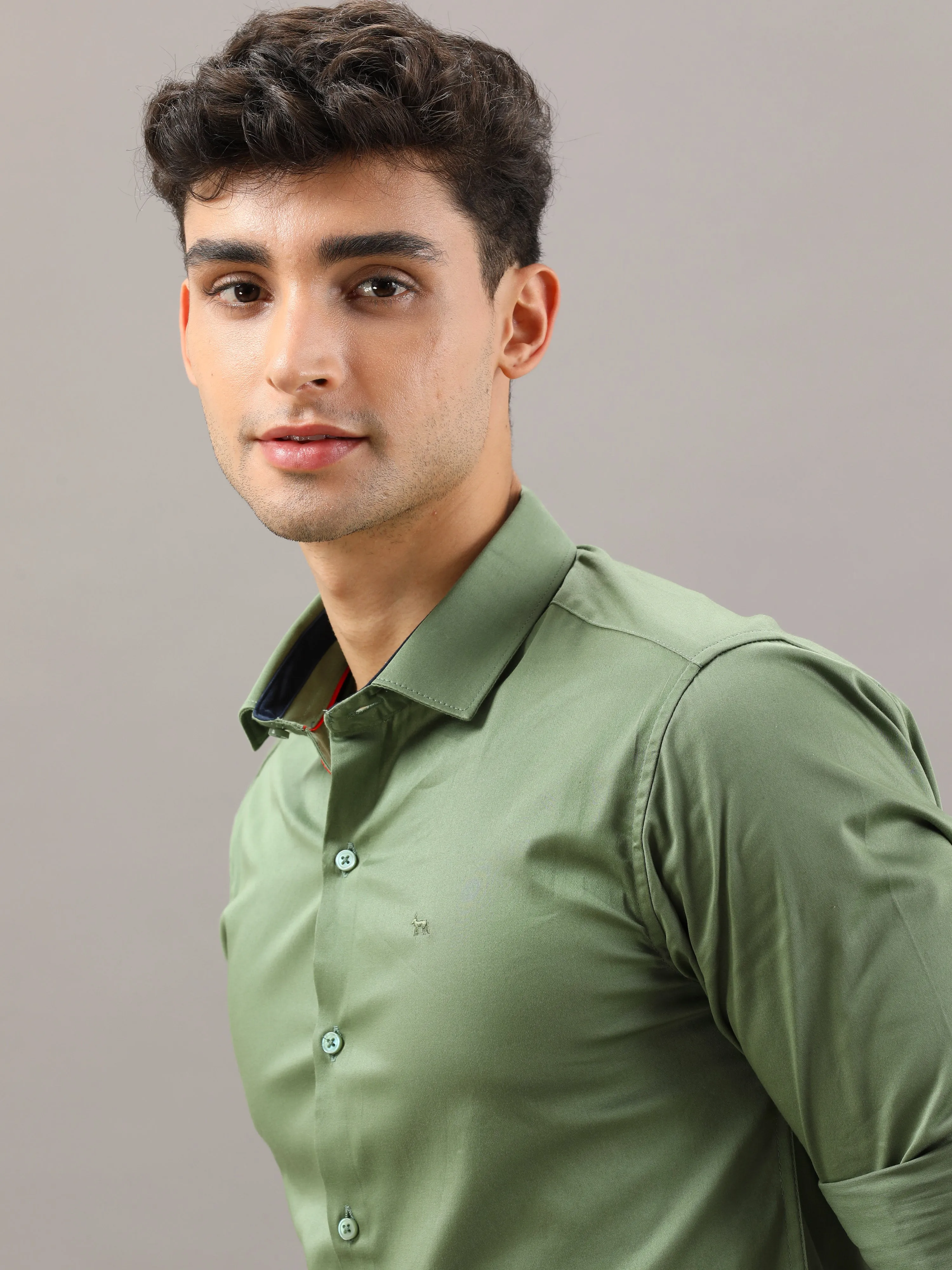 Plain Green Shirt Full Sleeve