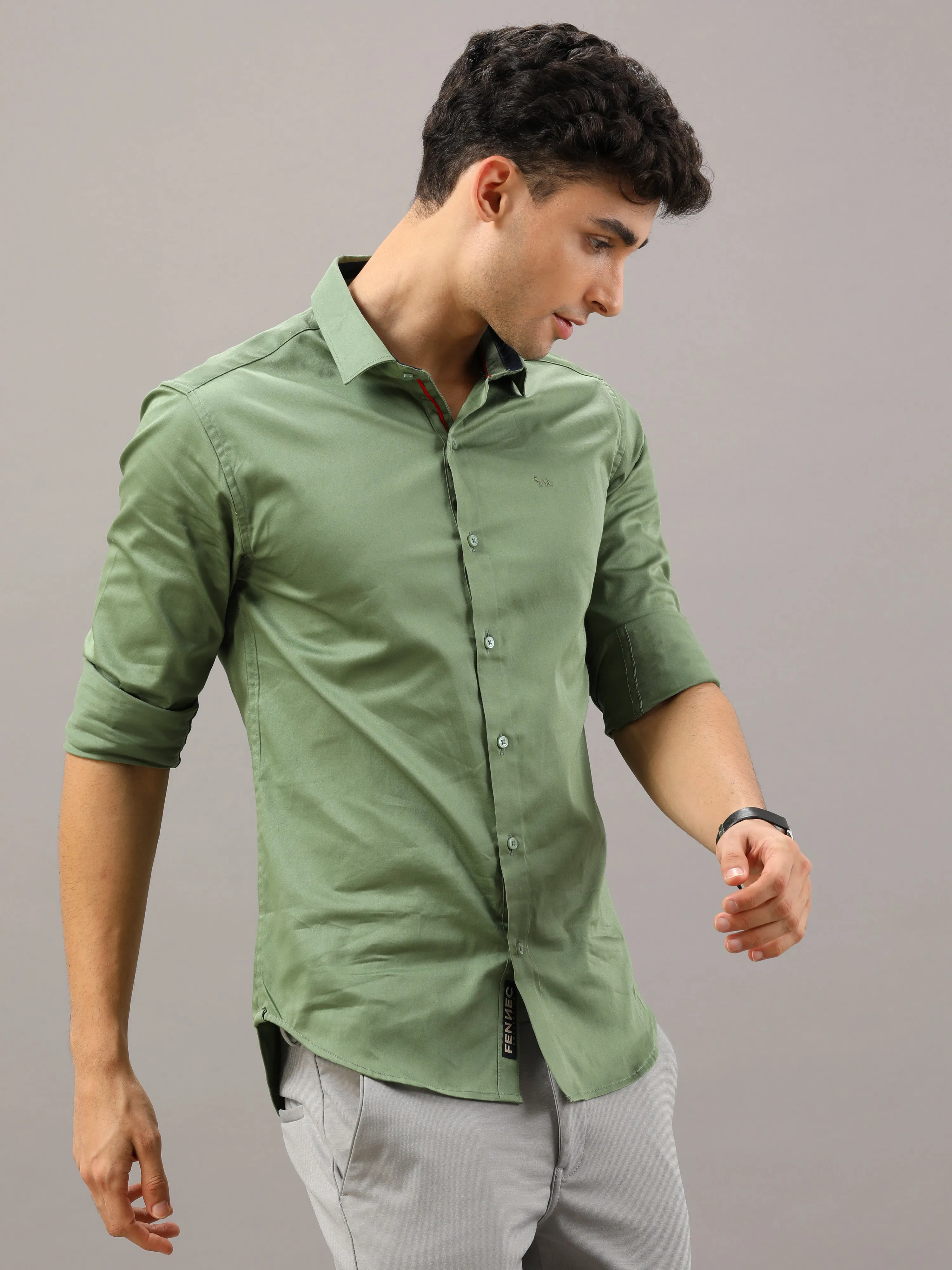 Plain Green Shirt Full Sleeve