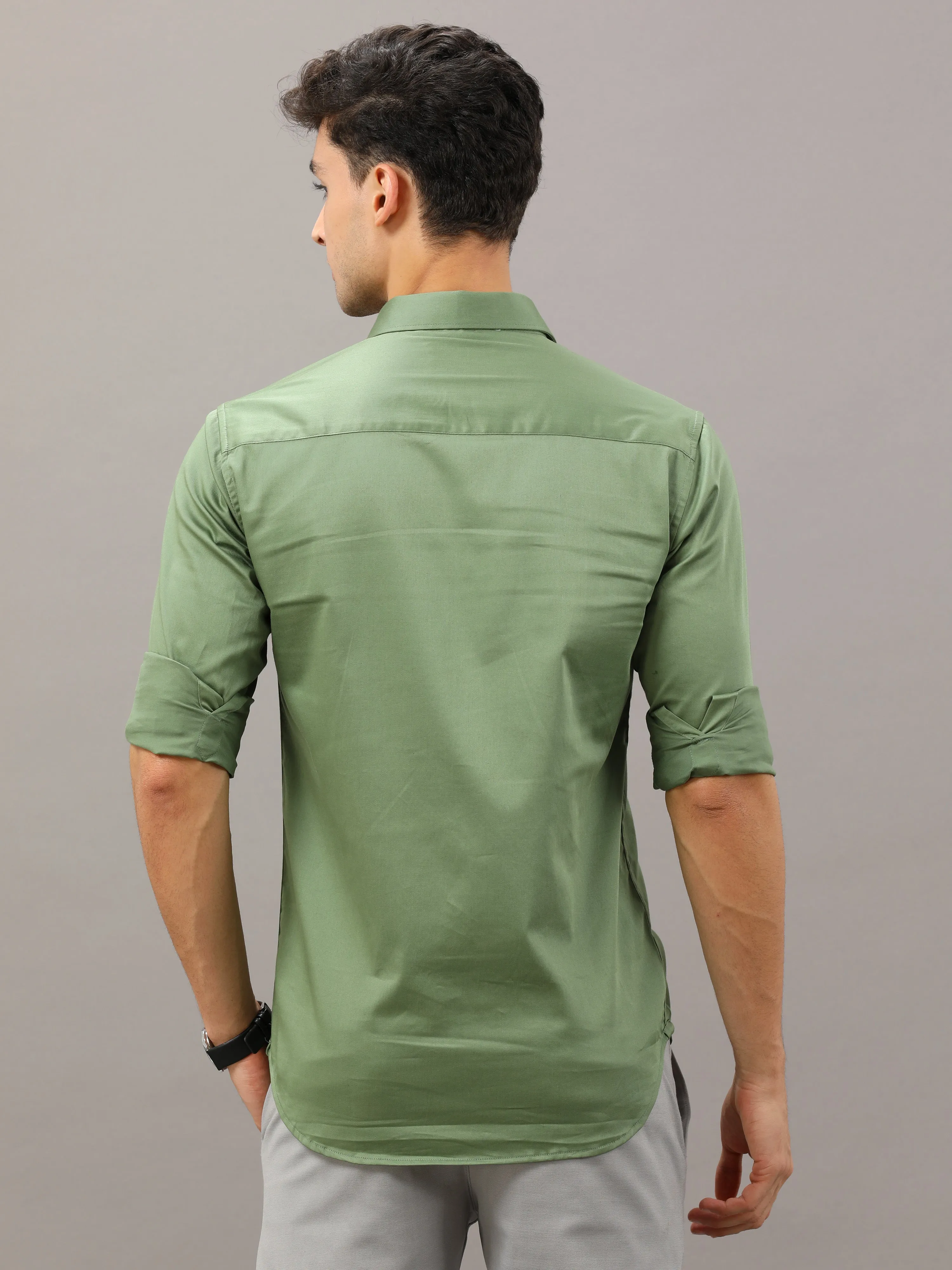 Plain Green Shirt Full Sleeve