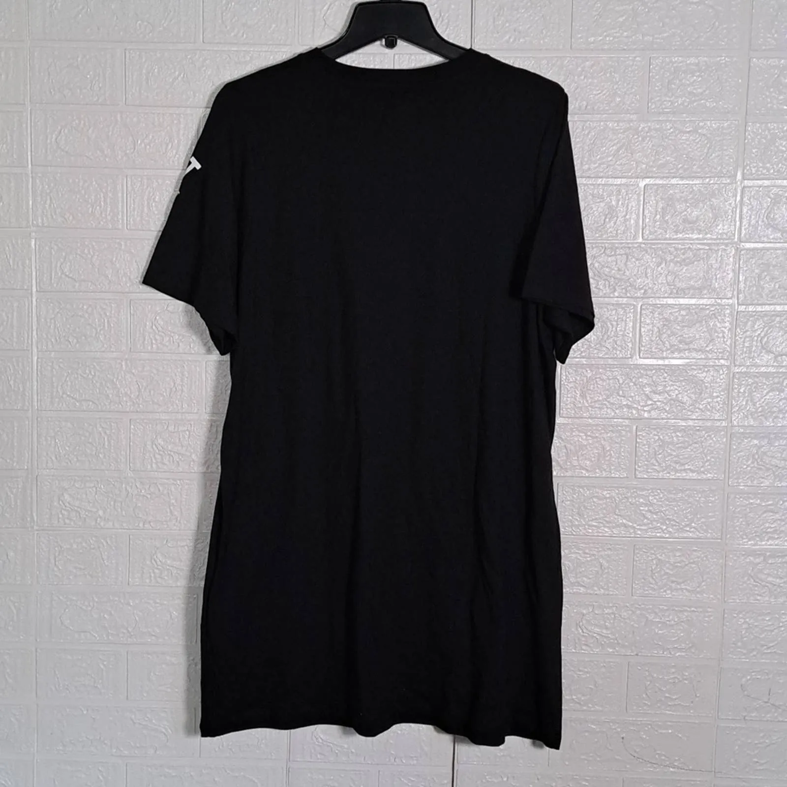 River Island Plus Cotton Good Things Slogan Mini T-shirt dress in black