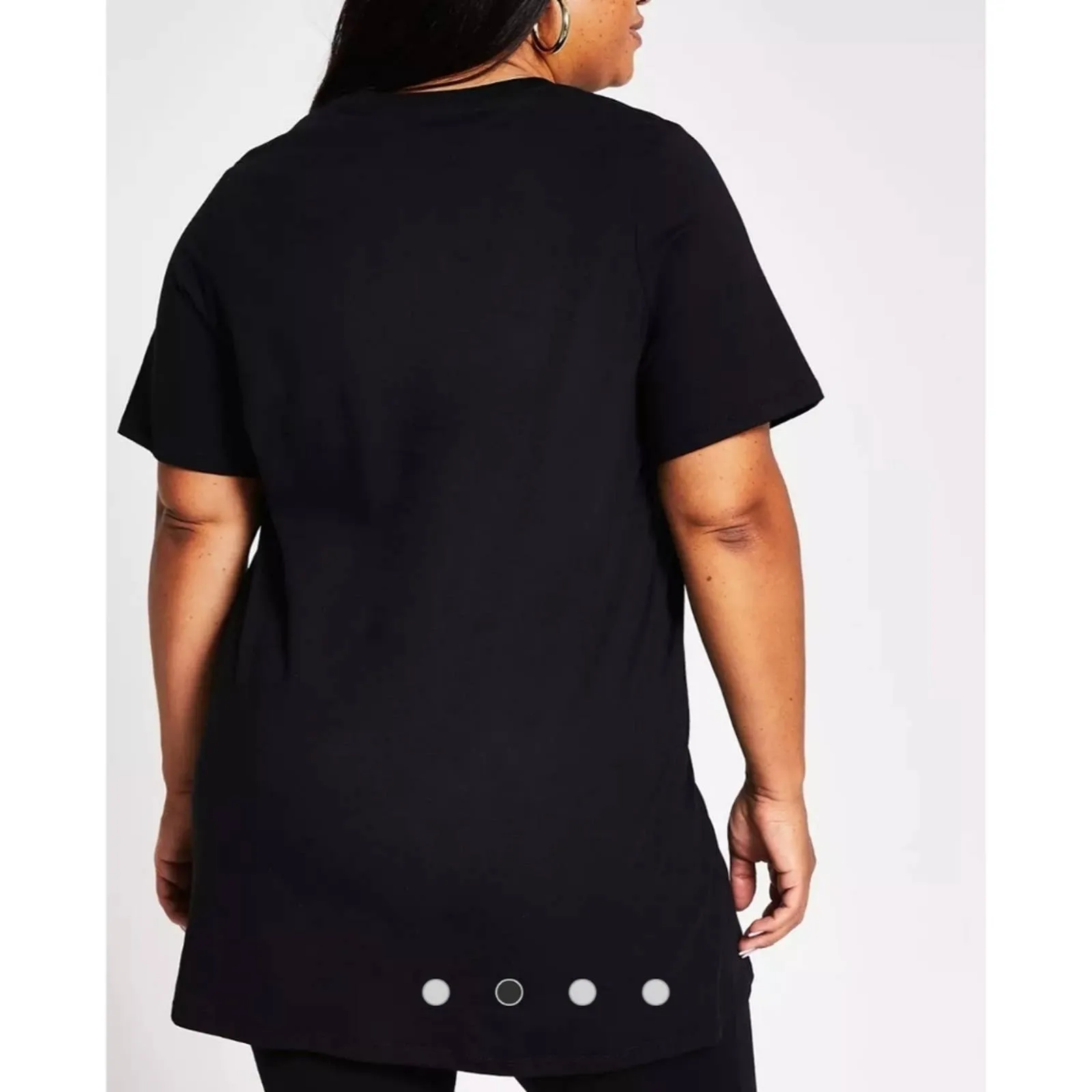 River Island Plus Cotton Good Things Slogan Mini T-shirt dress in black