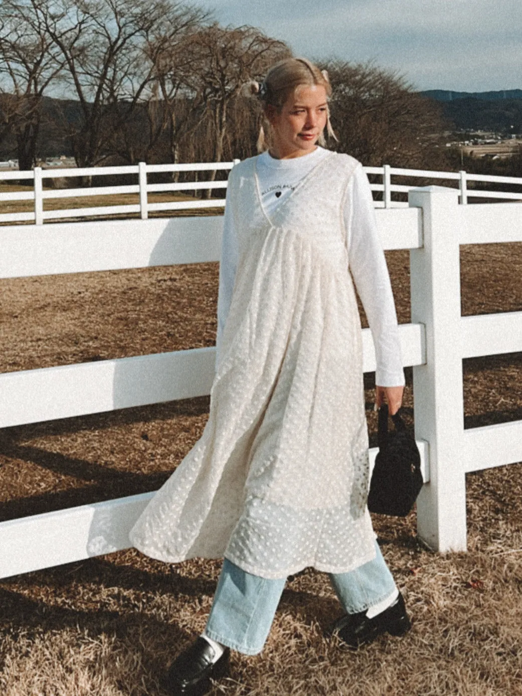 See-through Dot Long Dress