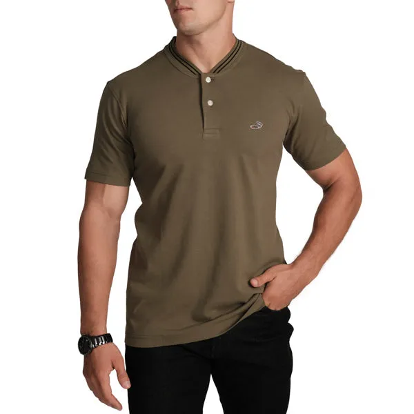 Slim Fit T-Shirt with Special Design Rib Collar- London Green