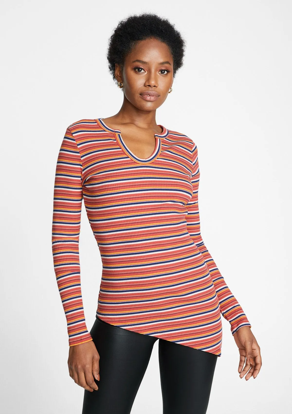 Tall Ariana Asymmetrical Stripe Top