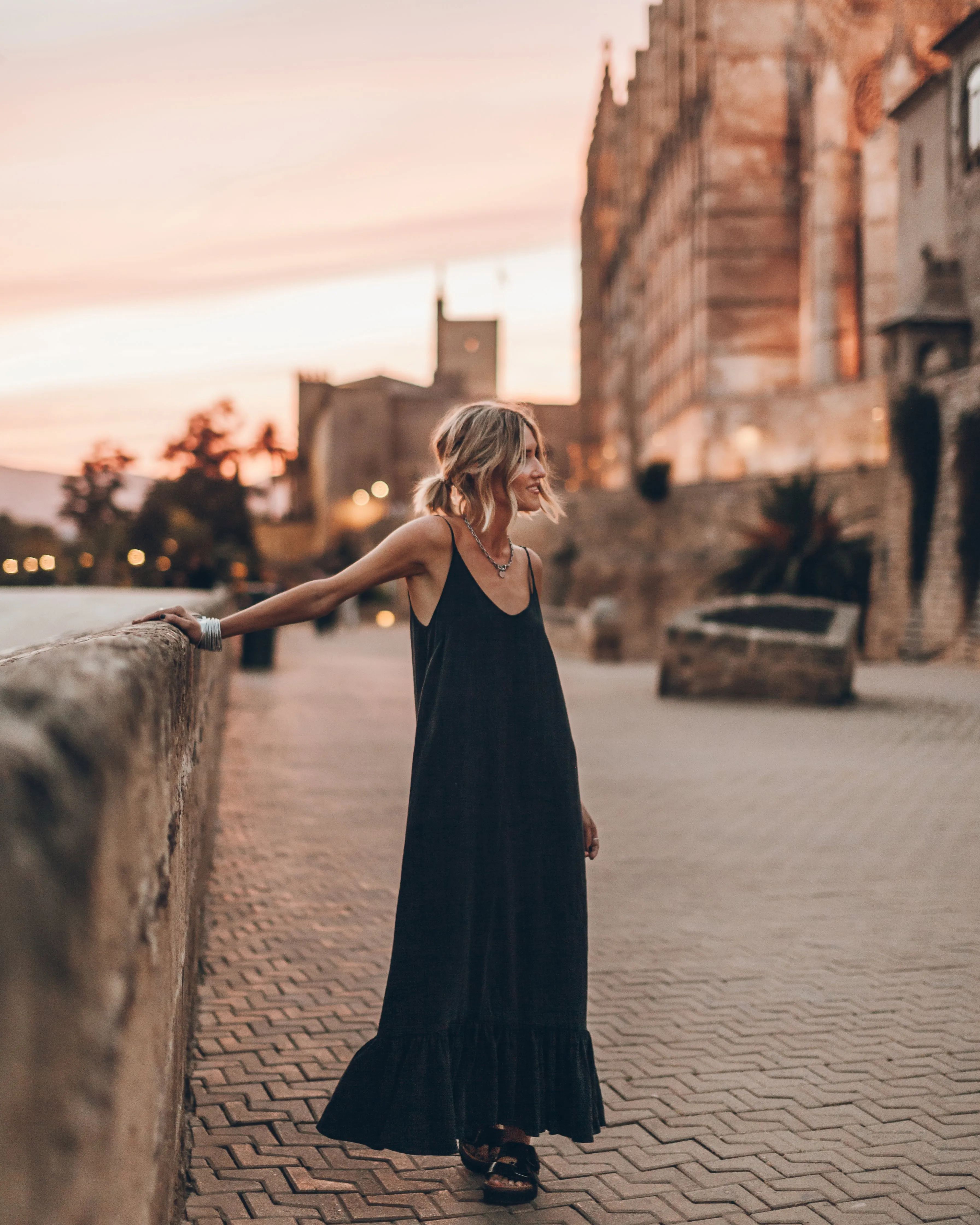 The Dark Long Ruffle Dress