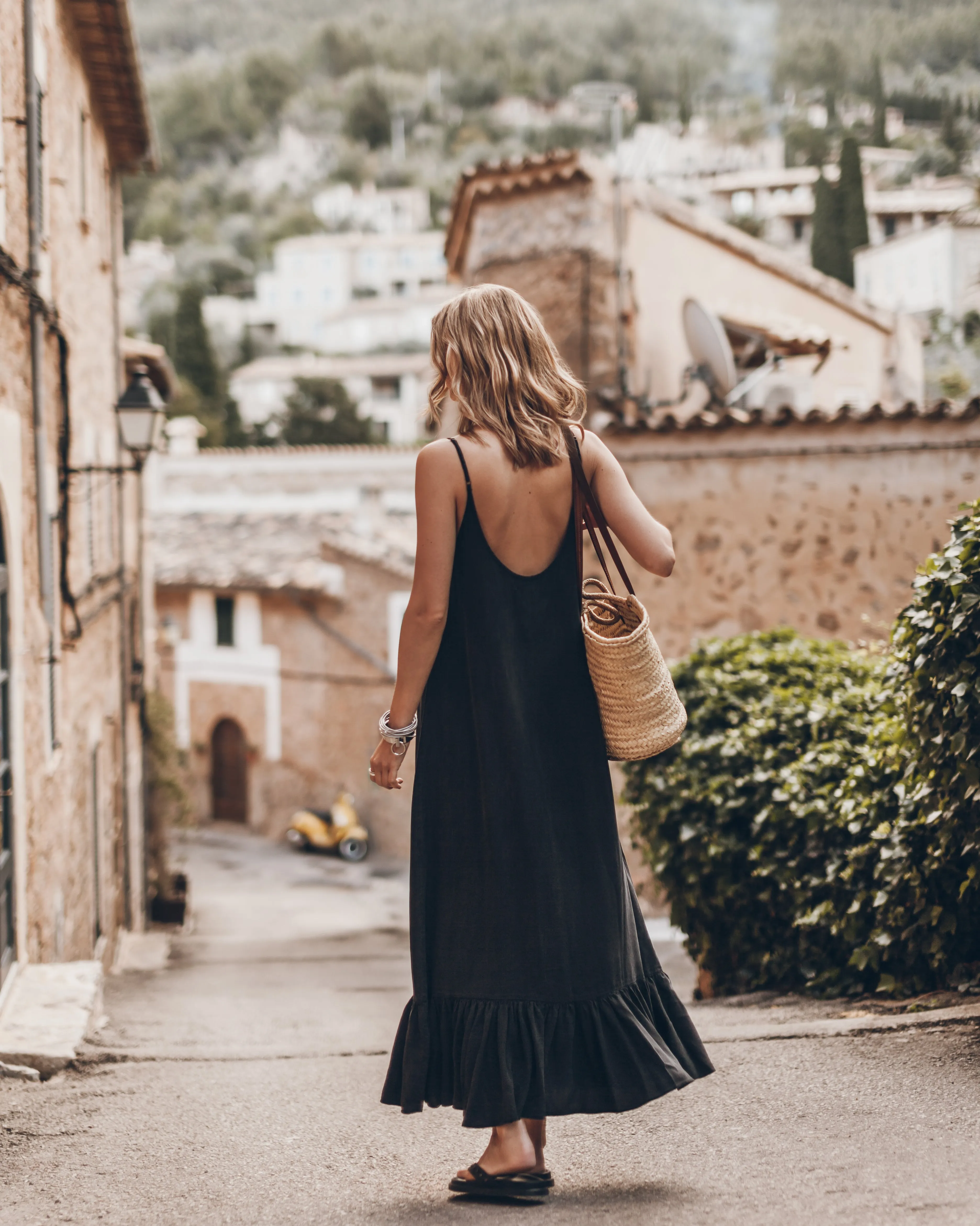 The Dark Long Ruffle Dress