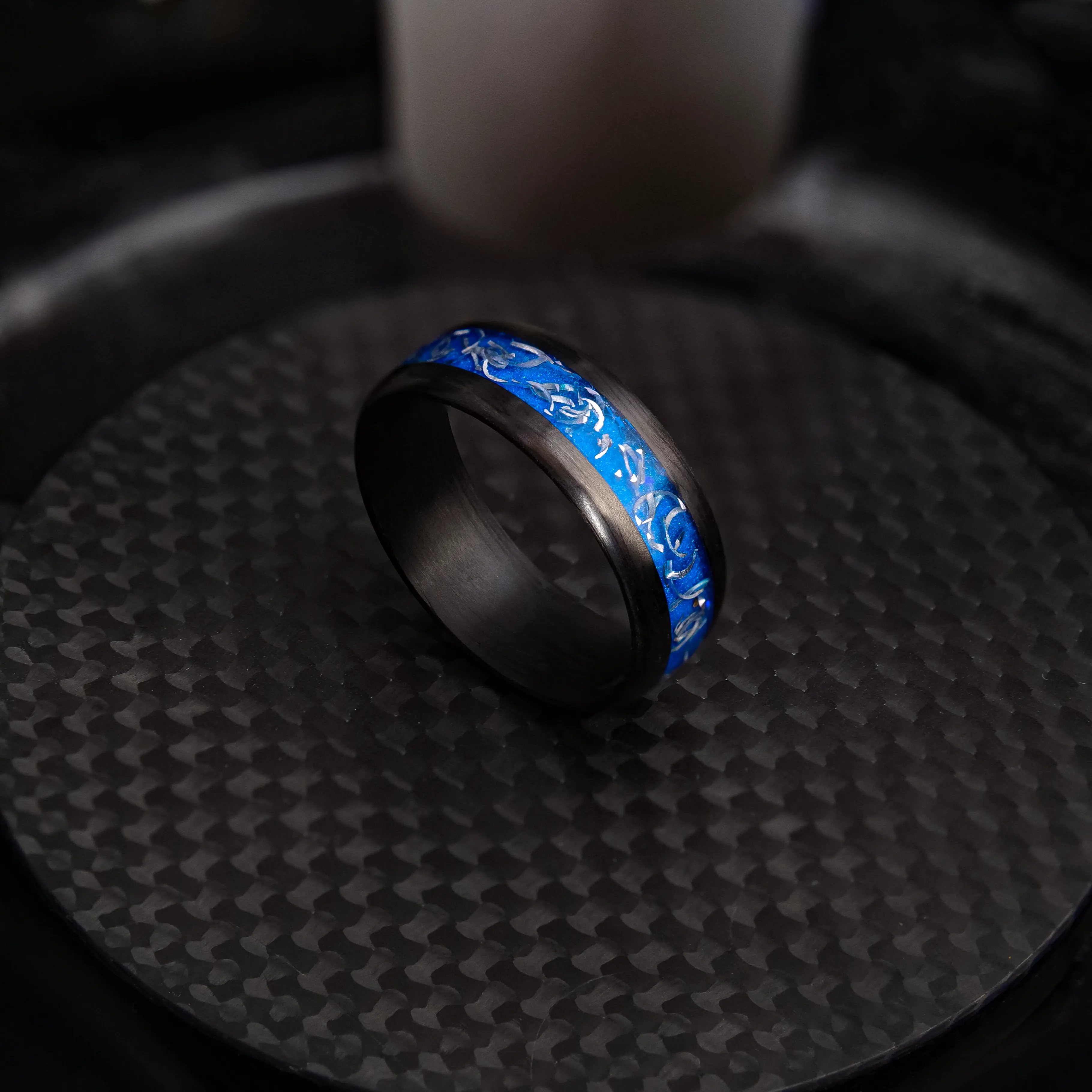 The Hyper Glowstone Ring | Carbon Fiber with Bugatti Wheel Shavings | Classic Edition